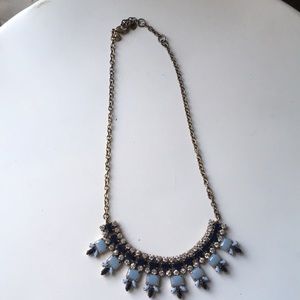 EUC J CREW baby blue / navy blue bead necklace